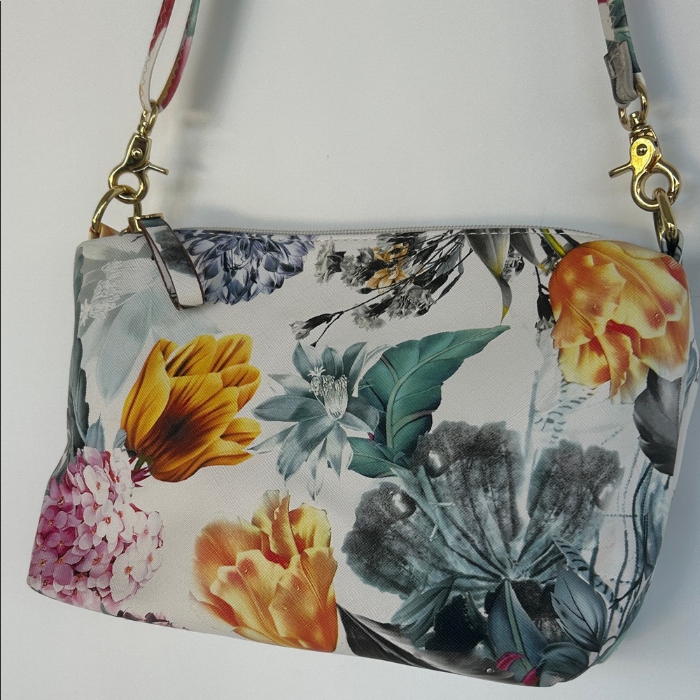 Emma Fox Faux Leather Floral Crossbody Purse